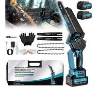 Tronçonneuse Électrique Sans Fil 8 Pouces 1200W, Mini Tronçonneuse à Batterie 8000mAh Brushless, avec Lubrification Automatique - Idéale pour Coupe du Bois, Élagage et Jardinage