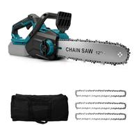 Tronçonneuse électrique sans fil de 30 cm compatible avec Makita 18 V (sans batterie), moteur sans brosse, tronçonneuse électrique, 3 chaînes, tension de chaîne sans outil et lubrificateur de voiture