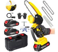 Tronçonneuse Électrique Sans Fil - TANBABY - 6 Pouces - Moteur Brushless 600W - 2 Batteries 2000mAh - Légère 1kg