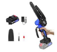 Tronçonneuse électrique super puissante et scie à bois à batterie avec aiguiseur - Outil de jardin avec une batterie Li-Ion et 2 chaînes, 2200W, longueur de la plaque de guidage de 15,2 cm