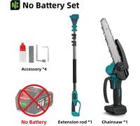 Tronçonneuse électrique télescopique 2-en-1 - Ébrancheur pour arbres - Lame de 20 cm - Moteur sans balais - Système de batterie 18 V - Sans batterie