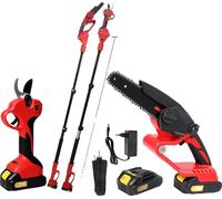 tronçonneuse électrique télescopique 3 en 1, puissance 3500 W, longueur de coupe 15 cm, vitesse moteur 0-20000 tr/min, avec 2×batteries