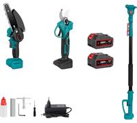 Tronçonneuse électrique télescopique, moteur brushless, puissance 3500W, 2 batteries EU Plug