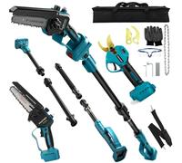 tronçonneuse et Secateur à Batterie Télescopique compatible avec Makita 18V | 4 en 1 sans batteries Perche Élagueuse Secateur à Batterie, Mini petite scie avec chaîne de verrouillage de sécurité