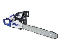 Tronçonneuse professionnelle à essence - 58CC,2200W, plaque de guidage 20"", Chaîne 76DL, plaque de guidage intégrée,82x25x25 cm,bleu