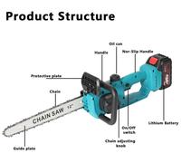 Tronçonneuse sans fil 30 cm - Tronçonneuse électrique - Moteur sans balais, sans fil, 18 V, compatible avec les batteries Makita 18 V, livrée avec 2 batteries rechargeables
