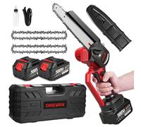 Tronçonneuse sans fil 8 pouces, mini-tronçonneuse avec 2 batteries, 3 chaînes de sciage, tronçonneuse sans fil à moteur sans balais pour élaguer, tronçonneuse à main, pour sécateurs et coupe-bois