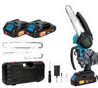 Tronçonneuse sans fil, conception légère, montage rapide, 2 batteries, coffret en plastique