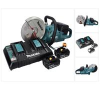 Tronçonneuse sans fil Makita DCE 090 PT2X1 36 V (2 x 18 V) 230 mm sans balais + 2 batteries 5,0 Ah + double chargeur