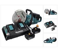 Tronçonneuse sans fil Makita DCE 090 PT2X1 36 V (2x 18 V) 230 mm sans balais + 2 batteries 5,0 Ah + double chargeur