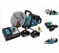 Tronçonneuse sans fil Makita DCE 090 RM2X1 36 V (2x 18 V) 230 mm sans balais + 2 batteries 4,0 Ah + chargeur