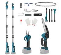 Tronçonneuse & sécateur sans fil 4 en 1 pour Makita 18V (sans batterie) | 8", tronçonneuse à tige, avec extension 2m, sécateur électrique 30mm, avec lame de rechange