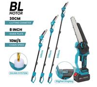 Tronçonneuse Sur Perche 2 en 1, Extension Jusqu’à 2,4 m, 2 Batteries, Tronçonneuse Électrique Sans Fil pour Coupe Branches et Jardin