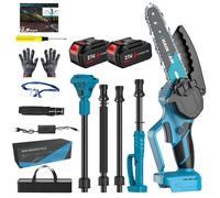 Tronçonneuse sur perche 6 pouces, Élagueuse Sans Fil 2 en 1 4 Sections 2m Tige Moteur Brushless 2 Batteries Élagage Jardin Forêt