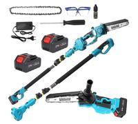 Tronçonneuse télescopique 2-en-1 Mini tronçonneuse 8 Pouces avec Perche,2 Batteries de 4000mAh, Sans balais, pour Élagage des Arbres