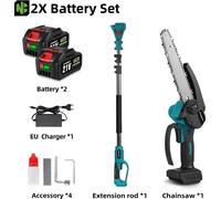 Tronçonneuse télescopique - Ébrancheur sans fil 18 V - Lame de 20 cm - Moteur sans balais - Scie à branches 2-en-1 pour le jardin - 2 batteries incluses