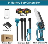 Tronçonneuse télescopique sans fil 2-en-1 - Ébrancheur - 2 batteries incluses - Moteur sans balais - 18 V - Élagage - e CE - Braun