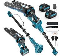 Tronçonneuse télescopique sans fil 8 pouces, moteur sans balai 1200W, 2 batteries, portée de travail 4M, réservoir d'huile 50ml