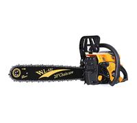 Tronçonneuse thermique 50 cm 63 cm³ 2 temps, scie ergonomique | Tronçonneuse durable en métal et plastique, poignée ergonomique anti-vibration pour la coupe du bois Jaune