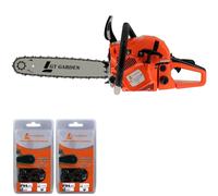 GT Garden Tronçonneuse Thermique 62 cm3, 3.5 CV, Guide 40 cm, 2 chaînes