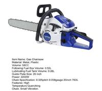 Tronçonneuse Thermique - WILITTO - 58CC - 2200 W - 2 temps - guide-chaîne 50,8 cm - 0,55 L - 8500pm/min
