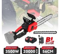 Tronçonneuse - Tronçonneuse sans fil - Moteur sans balais - Guide-chaîne de 30 cm - 0-8000 tr/min - Compatible avec batterie 18 V - 2 batteries incluses - Sans coffret - Rouge