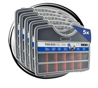 TronicXL Lot de 5 boîtes de 25 compartiments pour petites pièces, séparateurs internes personnalisables pour atelier, empilables, petits objets, boîte à vis, clous, chevilles