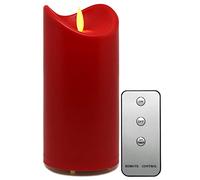 Tronje LED Bougie à Piles d'extérieur - Bougies Rouge de 15cm avec Minuterie et Télécommande - Flamme Mouvante - IP44 UV Résistant à la Chaleur