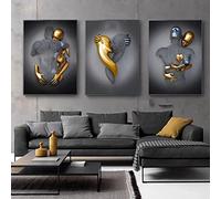 TROONZ Love Heart Effet 3D Wall Art avec Cadre en Bois, Abstrait Toile Wall Art, Métal Fil Sculpture Figure Couple Peinture, Moderne Décoration Mural B+C||60 * 80cm