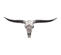 Trophée De Tête De Taureau Longhorn Crâne Décoratif 132cm Argenté Trophée Intérieur Extérieur Décoration Murale 04_0002846 Multicolore