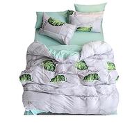 Tropical Vert Feuille Blanc Rose Parures de Lit, Bambin Bébé Confortable Printemps Été Housse de Couette avec Taie d'oreiller (Feuille 1, 220 x 240cm)
