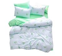Tropical Vert Feuille Blanc Rose Parures de Lit, Bambin Bébé Confortable Printemps Été Housse de Couette avec Taie d'oreiller (Feuille 2, 220 x 240cm)