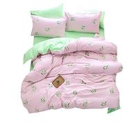 Tropical Vert Feuille Blanc Rose Parures de Lit, Bambin Bébé Confortable Printemps Été Housse de Couette avec Taie d'oreiller (Feuille 3, 220 x 240cm)