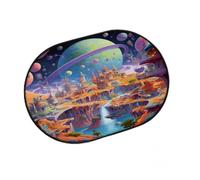 TropicalLife Cosmic City Paillasson d'entrée Motif galaxie et planète Pour salon, cuisine, maison, salle de bain, lavable pour intérieur et extérieur 40 x 60 cm