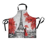TropicalLife Tablier de cuisine avec poches - Peinture à l'huile - Tour Eiffel Paris - Tablier pour homme et femme - Pour la cuisine, la pâtisserie, le restaurant, le café - Avec col réglable,