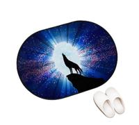 TropicalLife Tapis d'entrée Moon Wolf pour salon, cuisine, maison, salle de bain, galaxie, loup, tapis lavable pour intérieur et extérieur, 40 x 60 cm