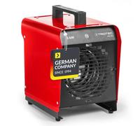 TROTEC Aérotherme électrique professionnel 3 kW TDS 19 E | Chauffage soufflant de chantier, atelier, garage, thermostat réglable, 2 niveaux de chauffe, boîtier double paroi