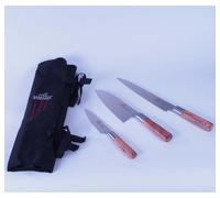 Trousse 3 couteaux japonais virole inox manche zebrano - Lion Sabatier - 977002 -