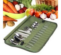 Trousse À Couverts De Camping, Organiseur De Couverts Voyage, Pochette Multifonction Pour Couverts, Sac Rangement Pour Fourchettes, Cuillères Et Baguettes, 38x25cm