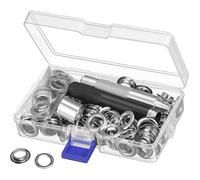 Trousse à oeillets - 100 sets - 10 mm - Cuivre - Résistance à la corrosion - Argent - 14.5x8.5x4 cm