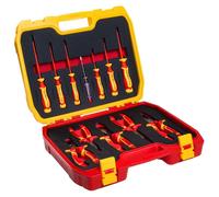 Trousse à outils électricien - Set 12 pièces - VDE 1000 V - Tournevis et pinces - Valise en plastique