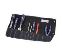 Trousse à outils Faithfull en cuir suédé - 10 poches, résistante à l'eau, avec fermeture à bouton-pression pour menuisiers, ébénistes, mécaniciens et bricoleurs - 48 x 27 cm - Noir
