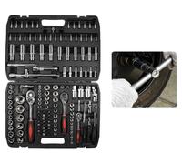 Trousse à outils pour mécanicien automobile, 172 pièces, acier de haute qualité, douilles 1/4" à 1/2", sac de rangement robuste, compatibilité polyvalente