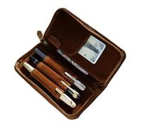 Trousse À Plumes En Cuir - Organisateur de Stockage Vintage pour Fournitures avec 3 Emplacements - Pochette Porte-Stylos,pour l'École, l'Étude, l'Artiste, le Dessin, le Journal, l'Esquisse, le Voyage,