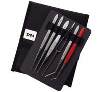 Trousse de 6 brucelles en acier inoxydable - 6 becs différents SAM OUTILLAGE