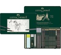 Trousse de dessin métallique dans une grande mallette métallique, 26 pièces - Trousse de crayons à dessin, mallette de croquis