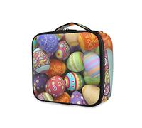 Trousse de maquillage motif ballerines dansantes avec séparateurs pour femmes et filles, œuf de Pâques coloré
