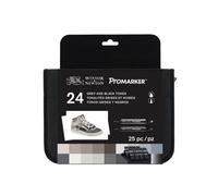 Trousse Promarker - 24 Feutres Noir Et Gris - Winsor Et Newton