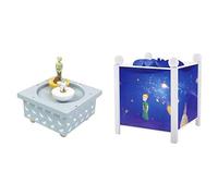 TROUSSELIER Boite à Musique Dancing Le Petit Prince St Exupery - Colori Bleu Ciel + Veilleuse Le Petit Prince St Exupery - Lanterne Magique - Colori Bois Blanc - Prise Elec. EU
