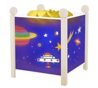 TROUSSELIER - Espace - Veilleuse - Lanterne Magique - Idéal Cadeau Enfant - Dessin animé - Lumière rassurante - Couleur Bois Blanc - Ampoule 12V 10W inclue - Prise Elec. EU